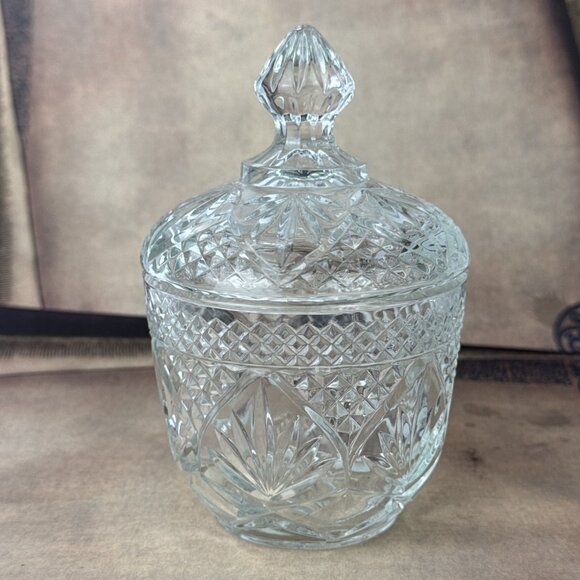 Unbranded Other - Vtg Diamond Cut Candy Dish w Lid - USA trinket bowl decor grannycore cottage